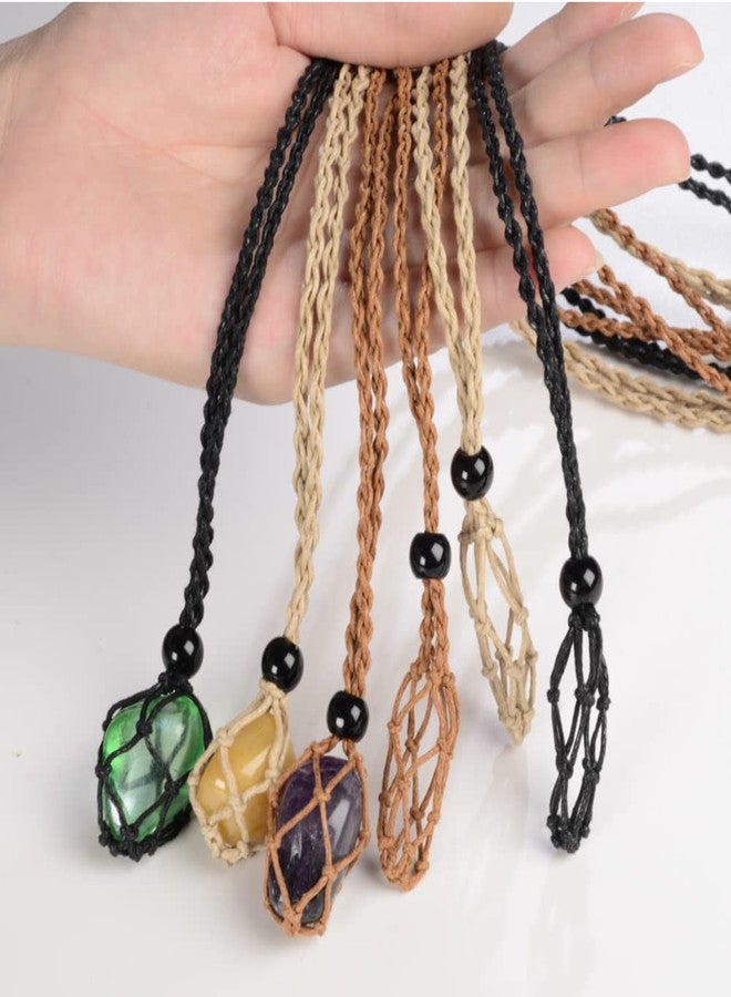 FANASY 6 PCS Crystal Cage Necklace & Bracelet Cord Holder with Adjustable Length (Black, Brown, Khaki) - Image 3
